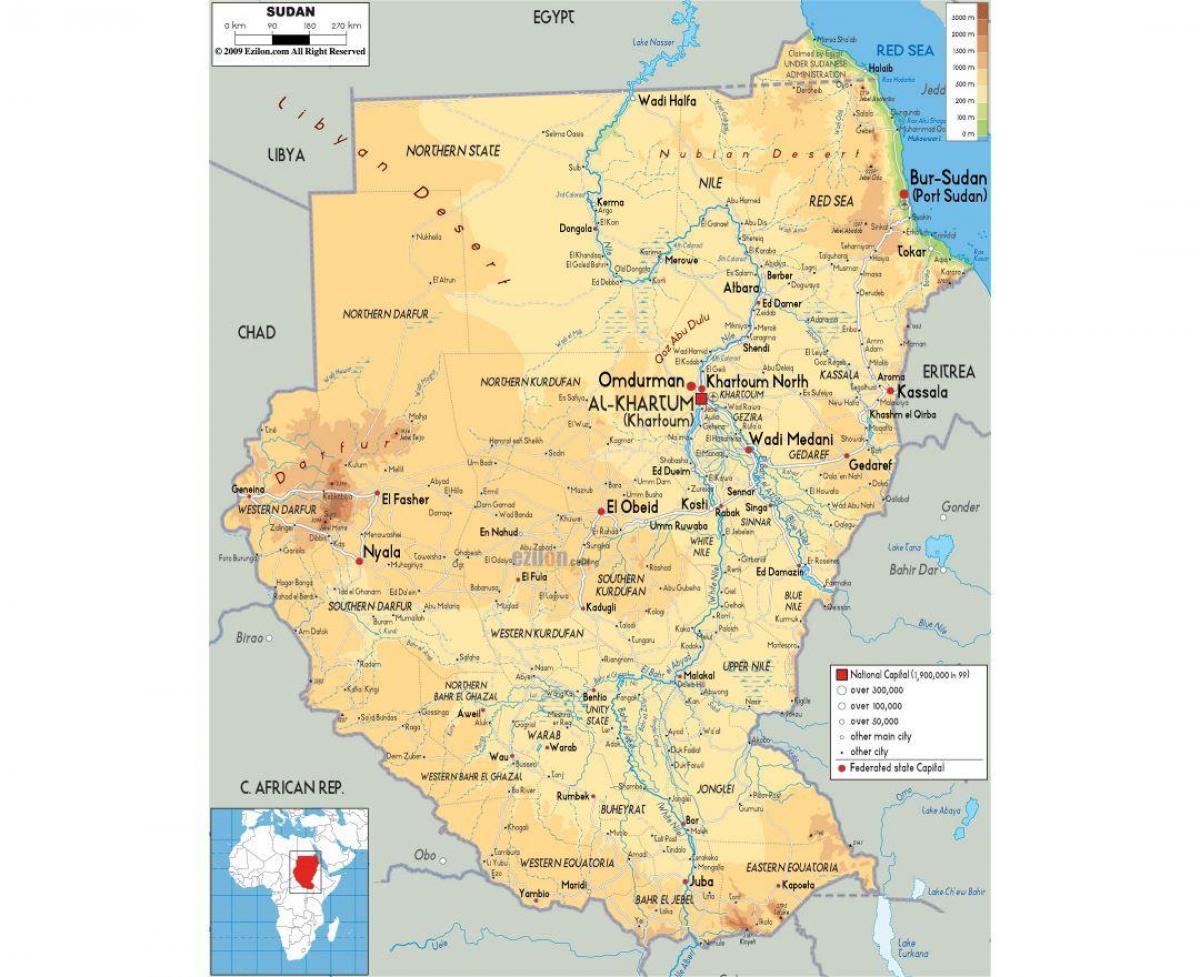 Mapa Sudan errepideak