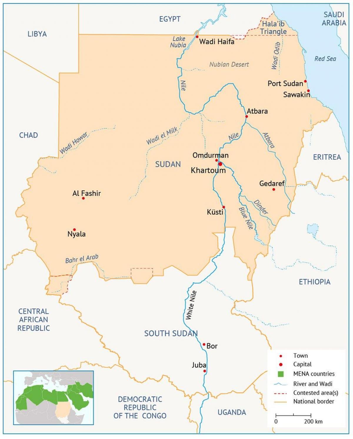 Mapa Sudan ibaiaren