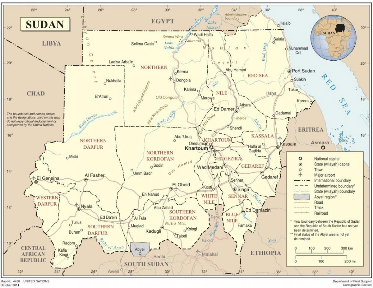 Mapa Sudan estatu