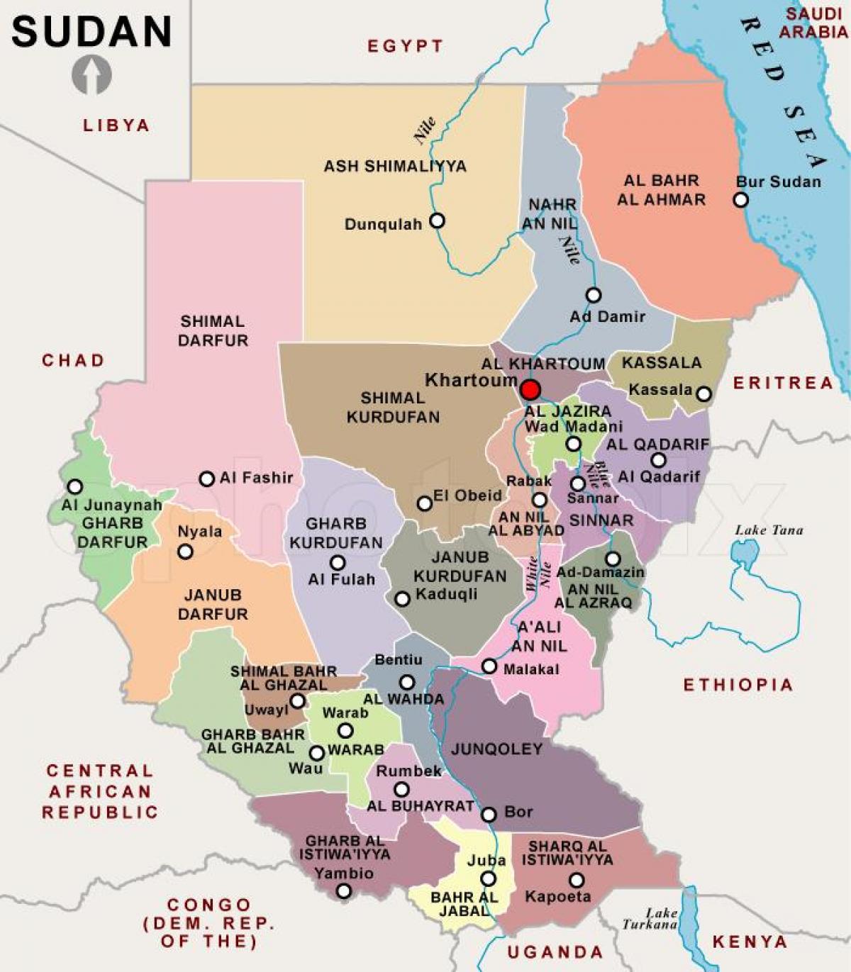 Mapa Sudango eskualde